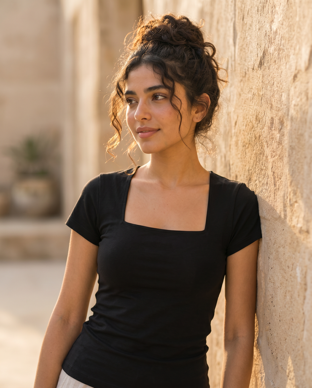 Square Neck Double Layer Top