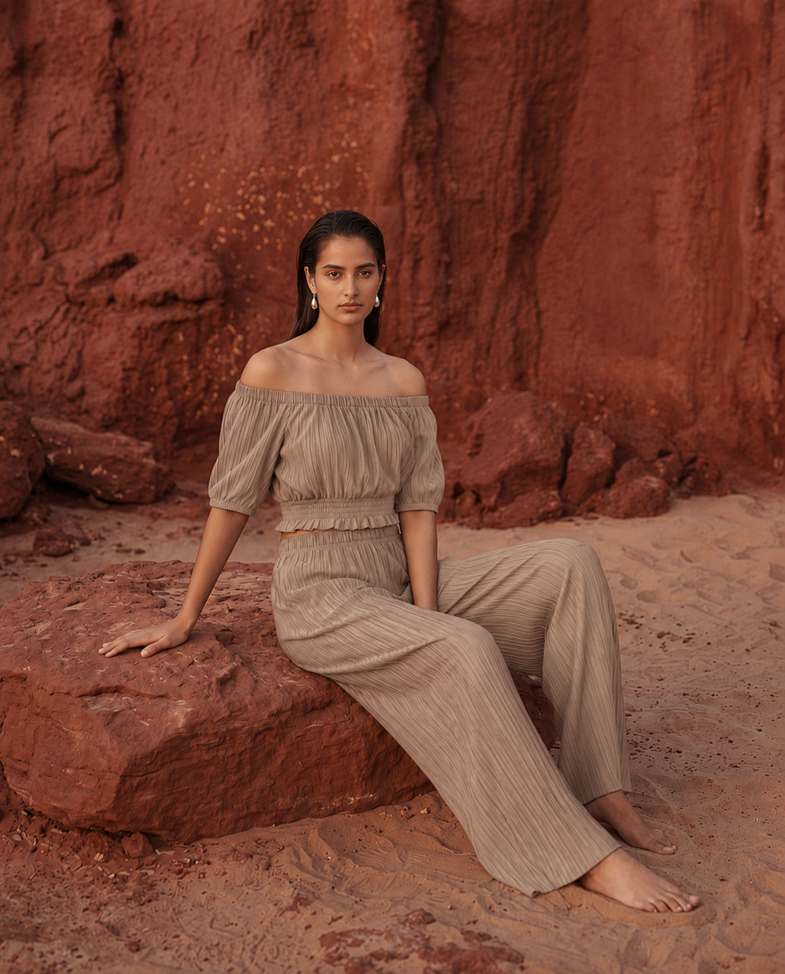 Crochet Knit Pants – Relaxed Textured Statement Trousers