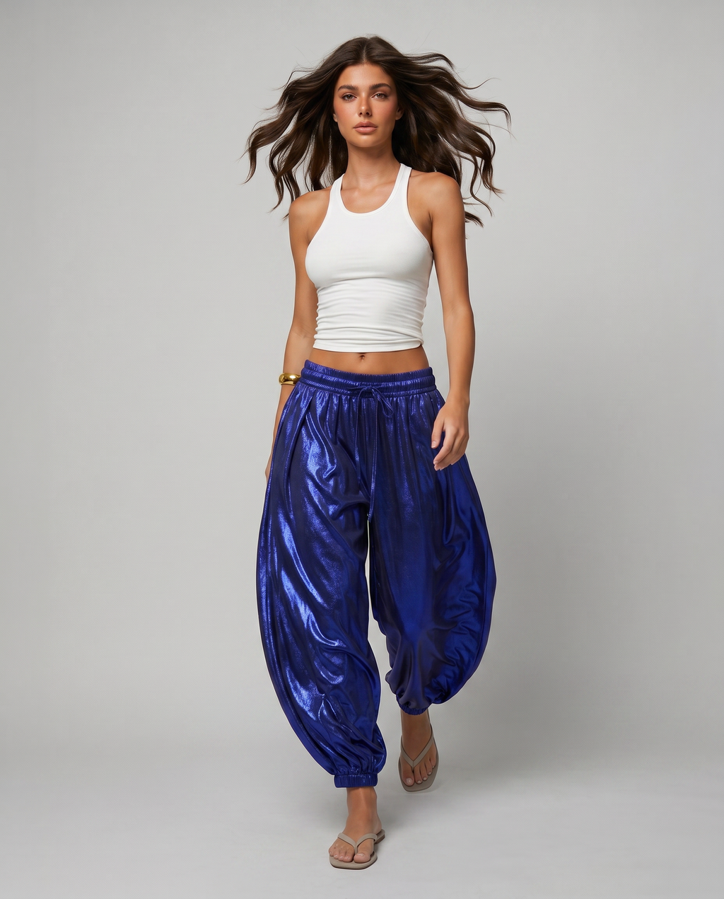 Metallic Shiny Pants – High Waist Statement Fashion Trousers