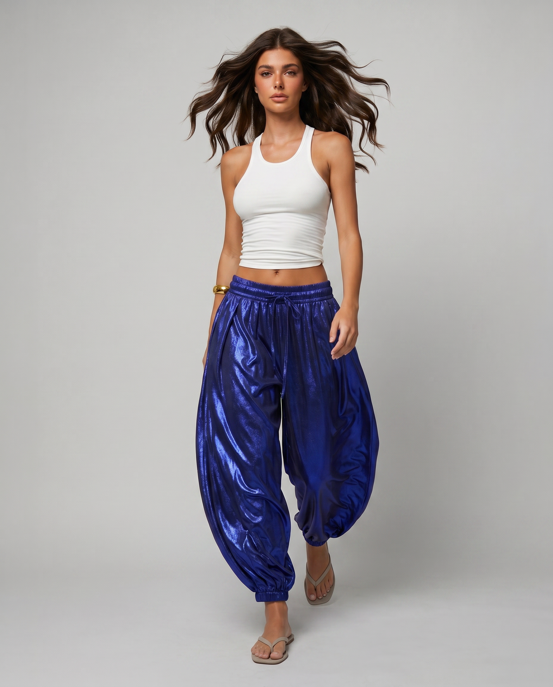 Metallic Shiny Pants – High Waist Statement Fashion Trousers